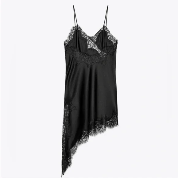 Zara NWT asymmetric lace dress black 5919/200 - Picture 11 of 16